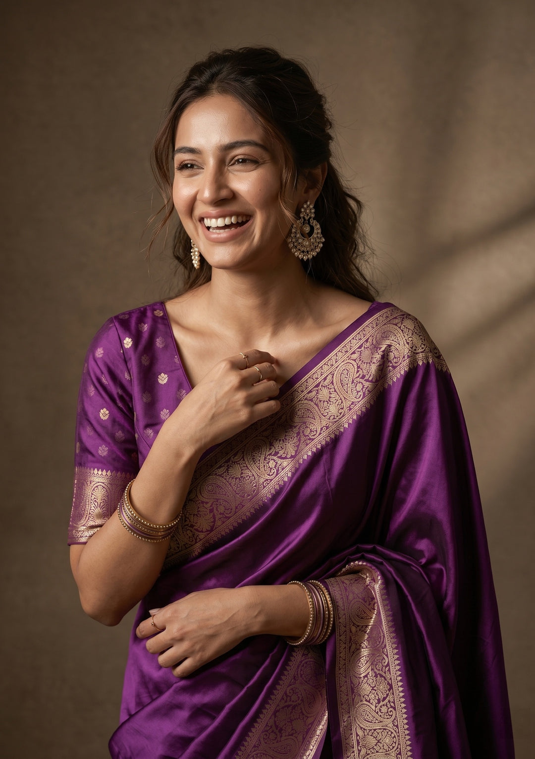 Purple Banarasi Art Silk Saree