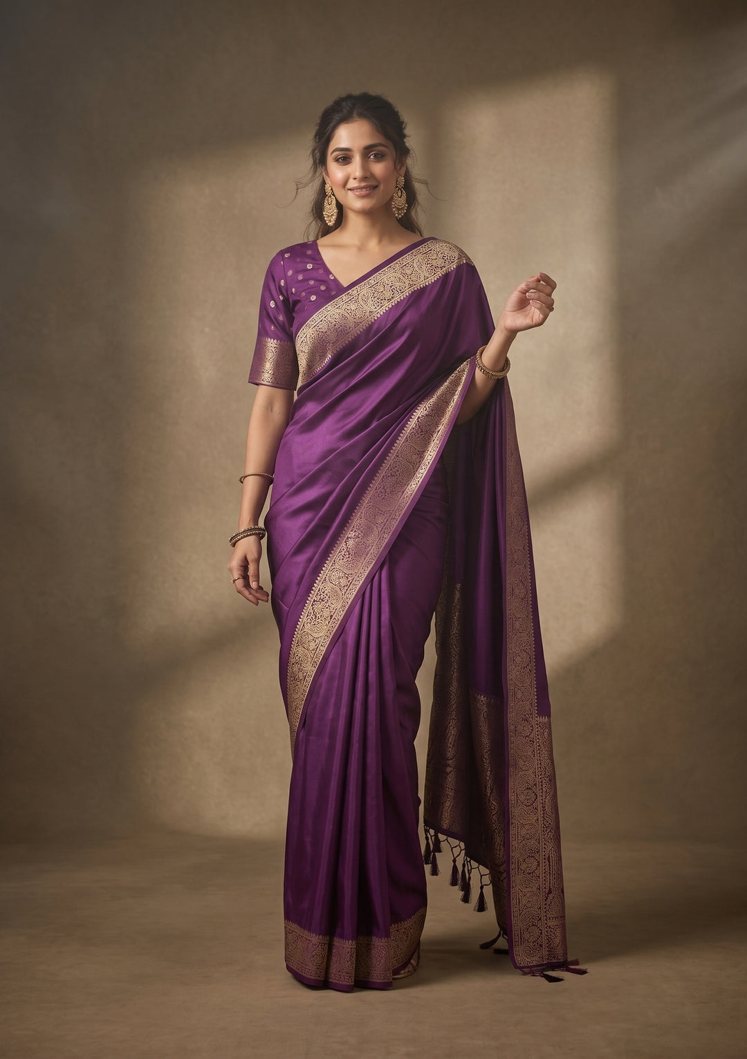 Purple Banarasi Art Silk Saree