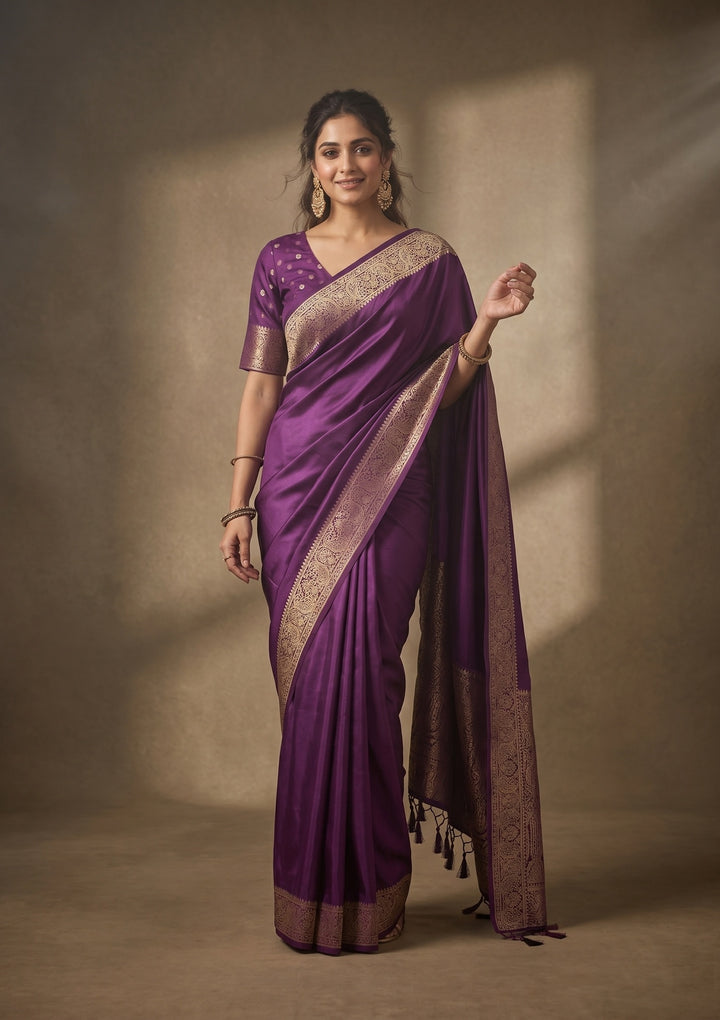 Purple Banarasi Art Silk Saree