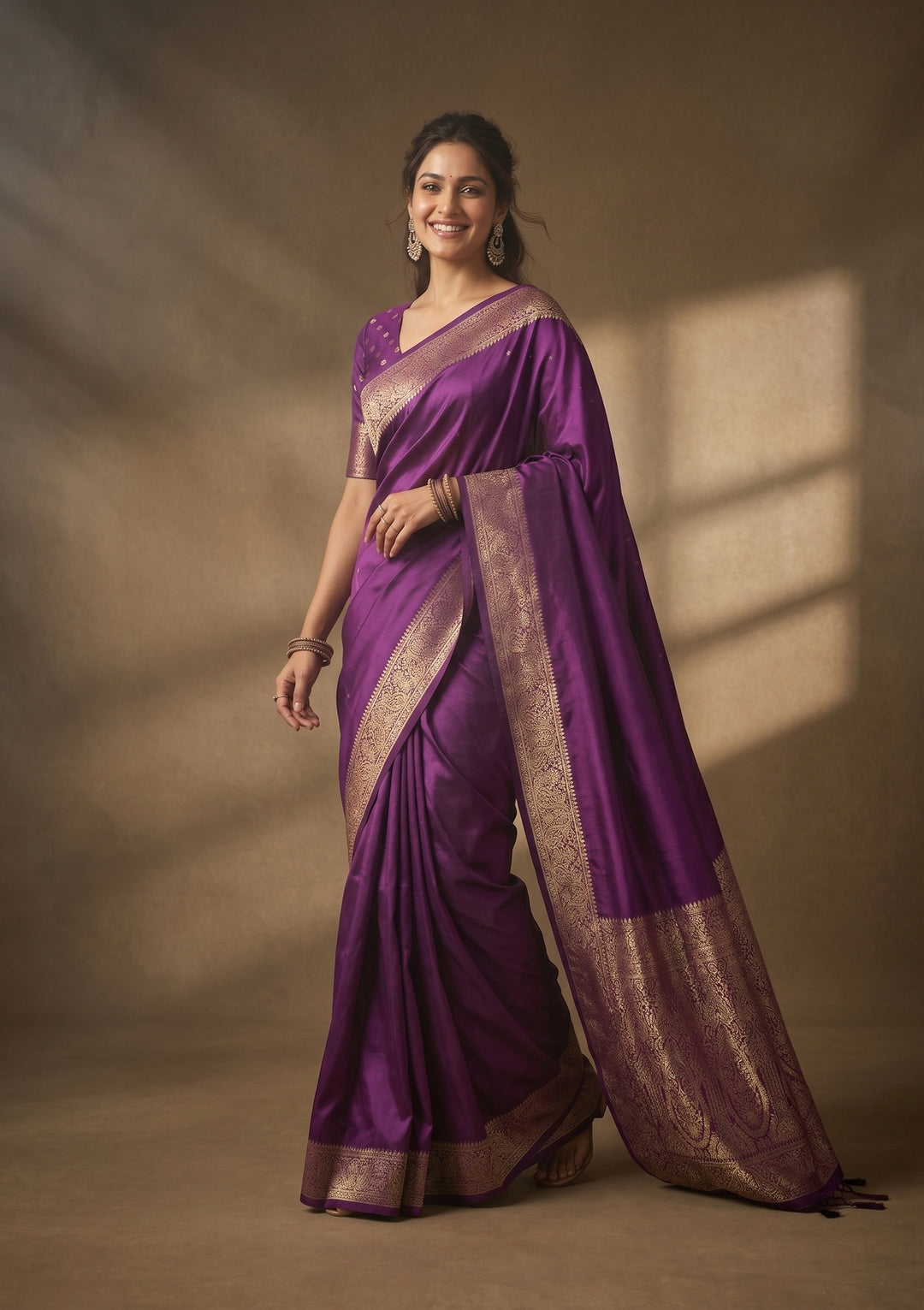 Purple Banarasi Art Silk Saree