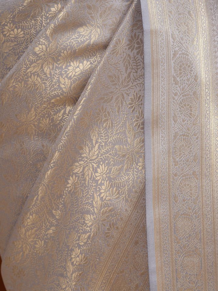 Light Grey Silk Jaal Saree With Matching Blouse Piece