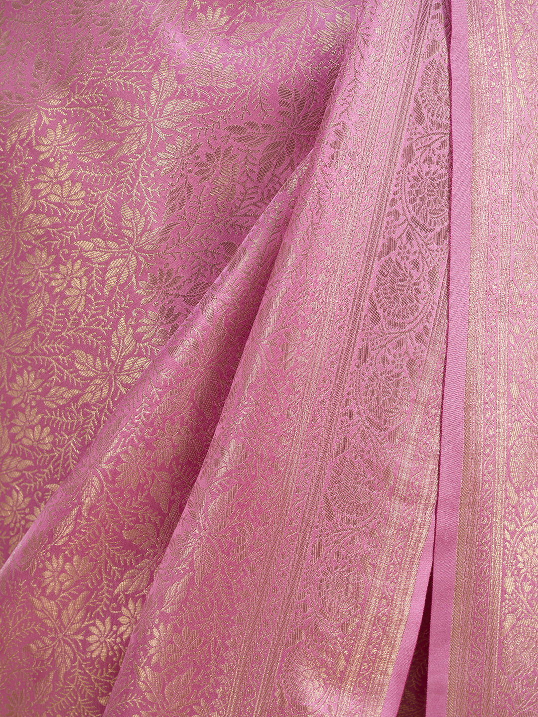 Onion Pink Silk Jaal Saree With Matching Blouse Piece
