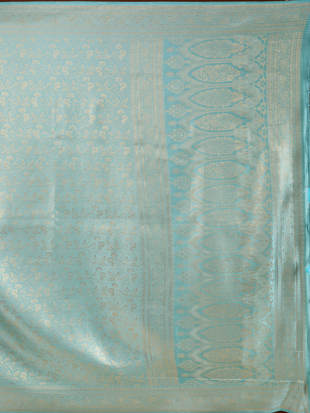 Sky Blue Silk Jaal Saree With Matching Blouse Piece