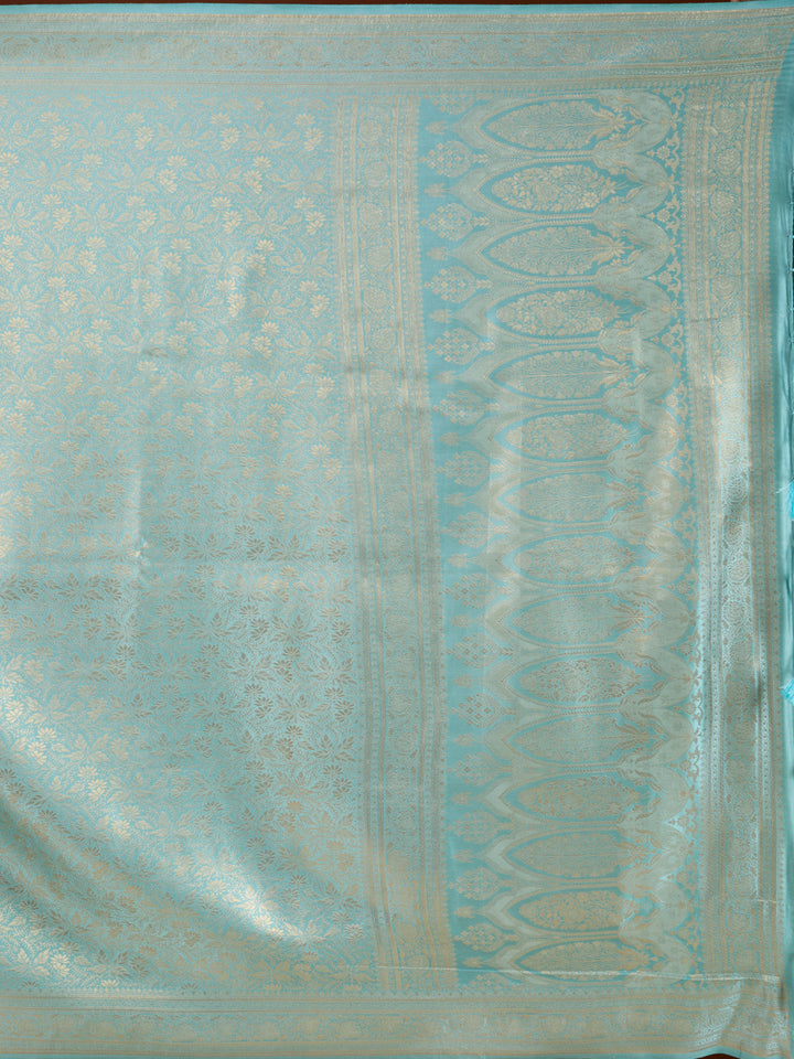 Sky Blue Silk Jaal Saree With Matching Blouse Piece