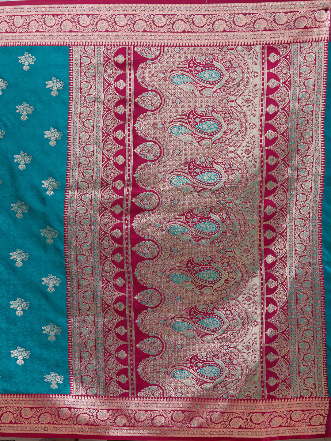 Peacock Blue Banarasi Art Silk Saree