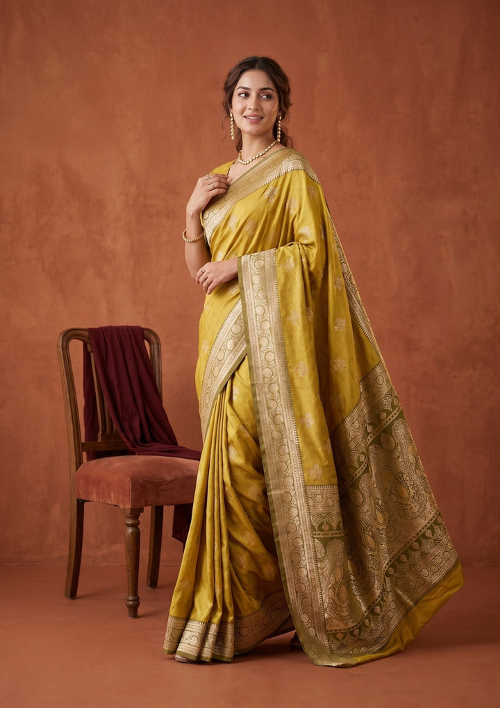 Yellow Banarasi Art Silk Saree