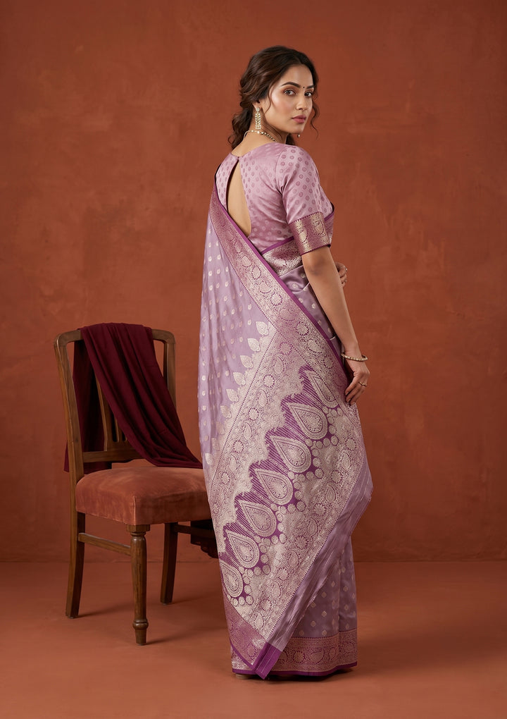 Lavender Banarasi Art Silk Saree