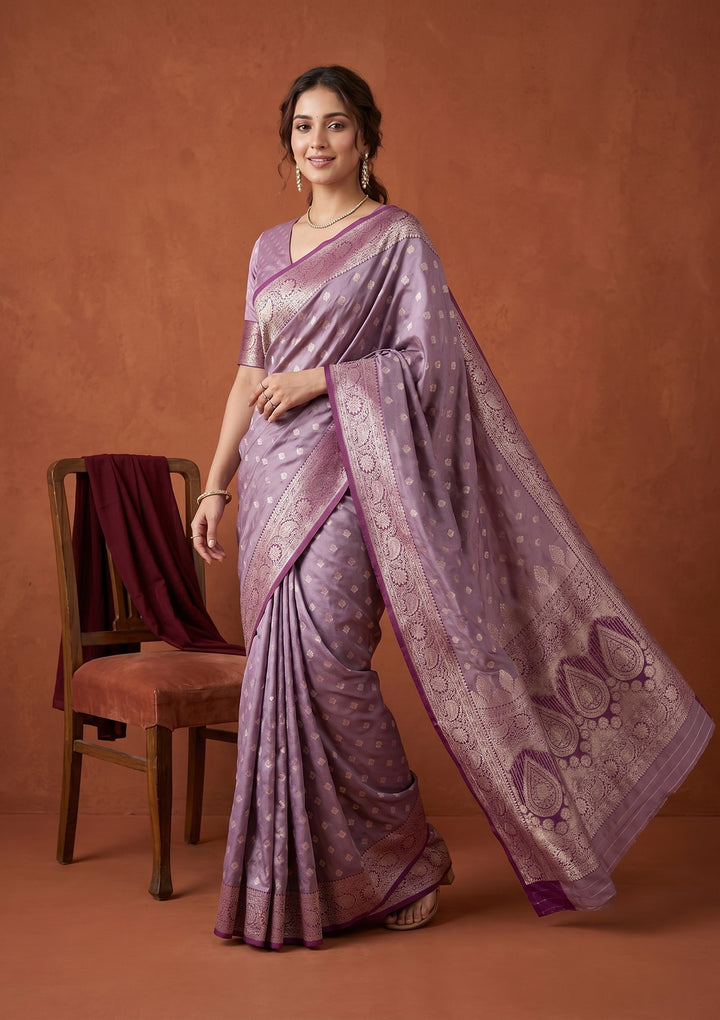 Lavender Banarasi Art Silk Saree