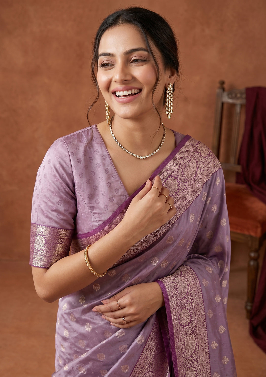Lavender Banarasi Art Silk Saree