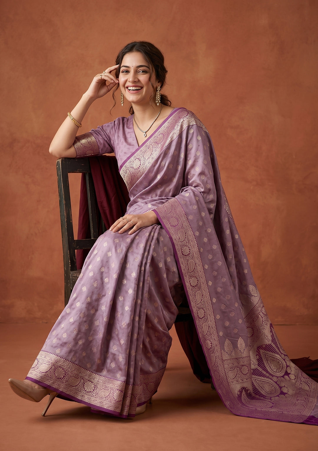 Lavender Banarasi Art Silk Saree