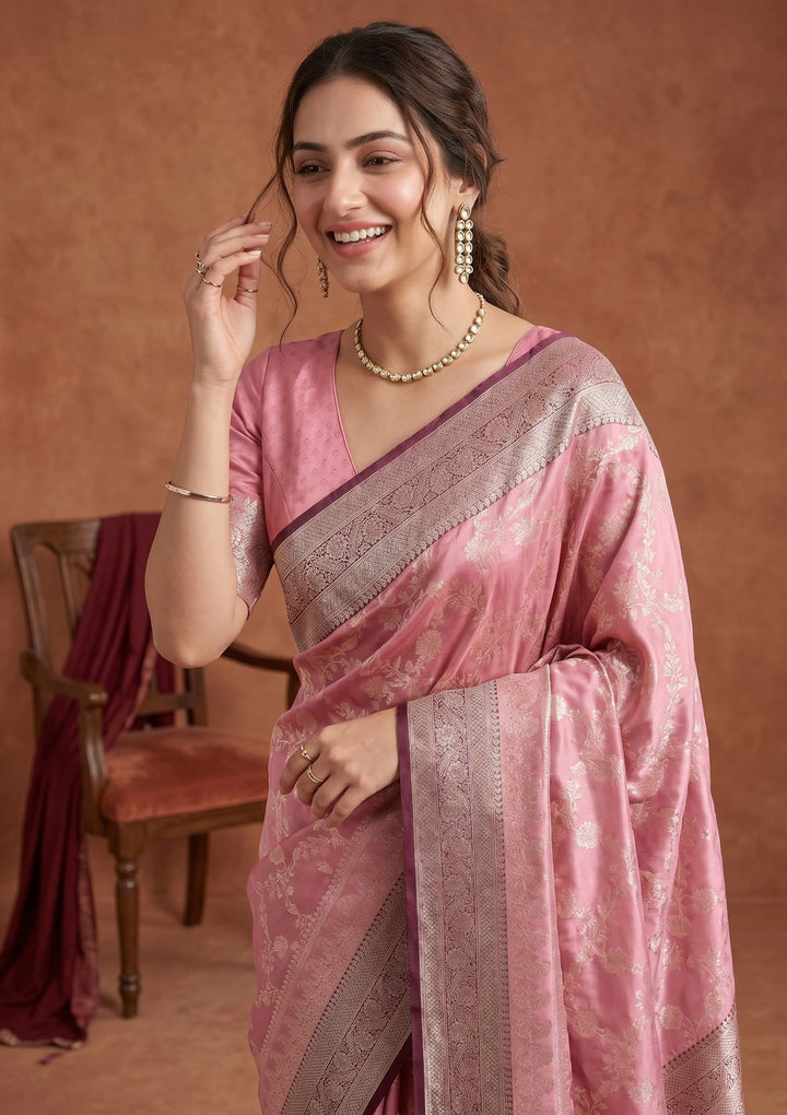 Pink Banarasi Art Silk Saree