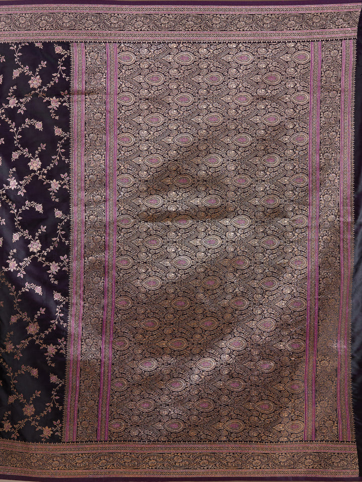 Wine Banarasi Art Silk Saree