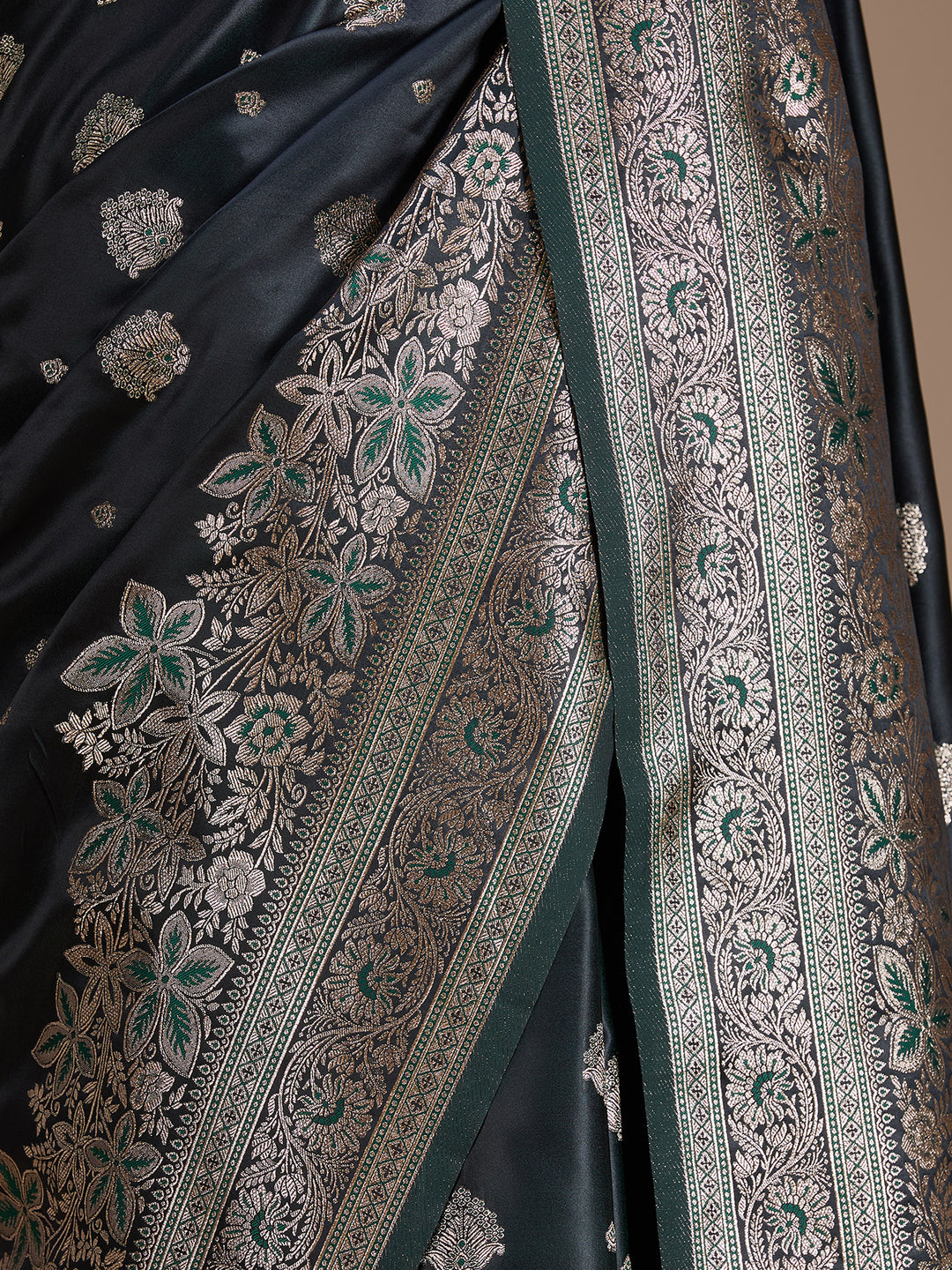 Bottle Green Banarasi Art Silk Saree