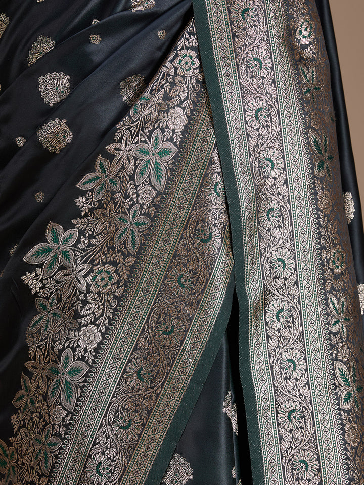 Bottle Green Banarasi Art Silk Saree