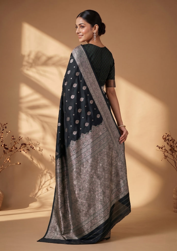 Bottle Green Banarasi Art Silk Saree