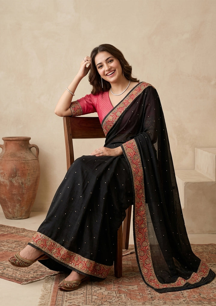 Black Banarasi Art Silk Saree
