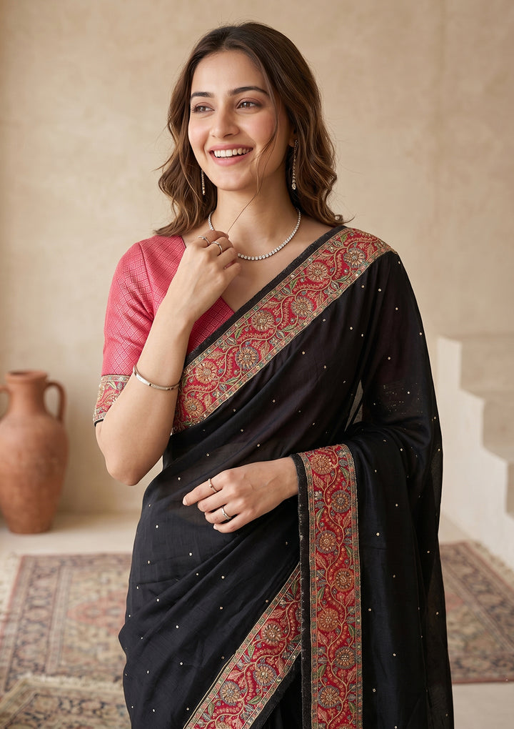 Black Banarasi Art Silk Saree