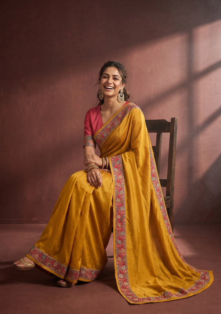 Mustard Banarasi Art Silk Saree