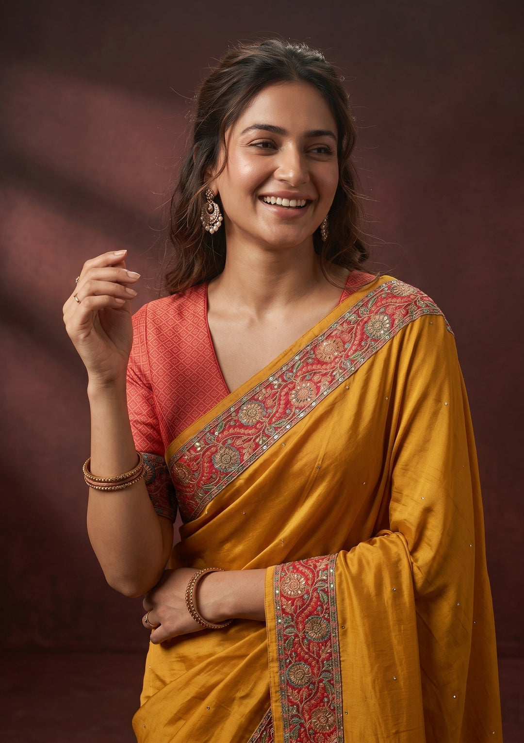 Mustard Banarasi Art Silk Saree