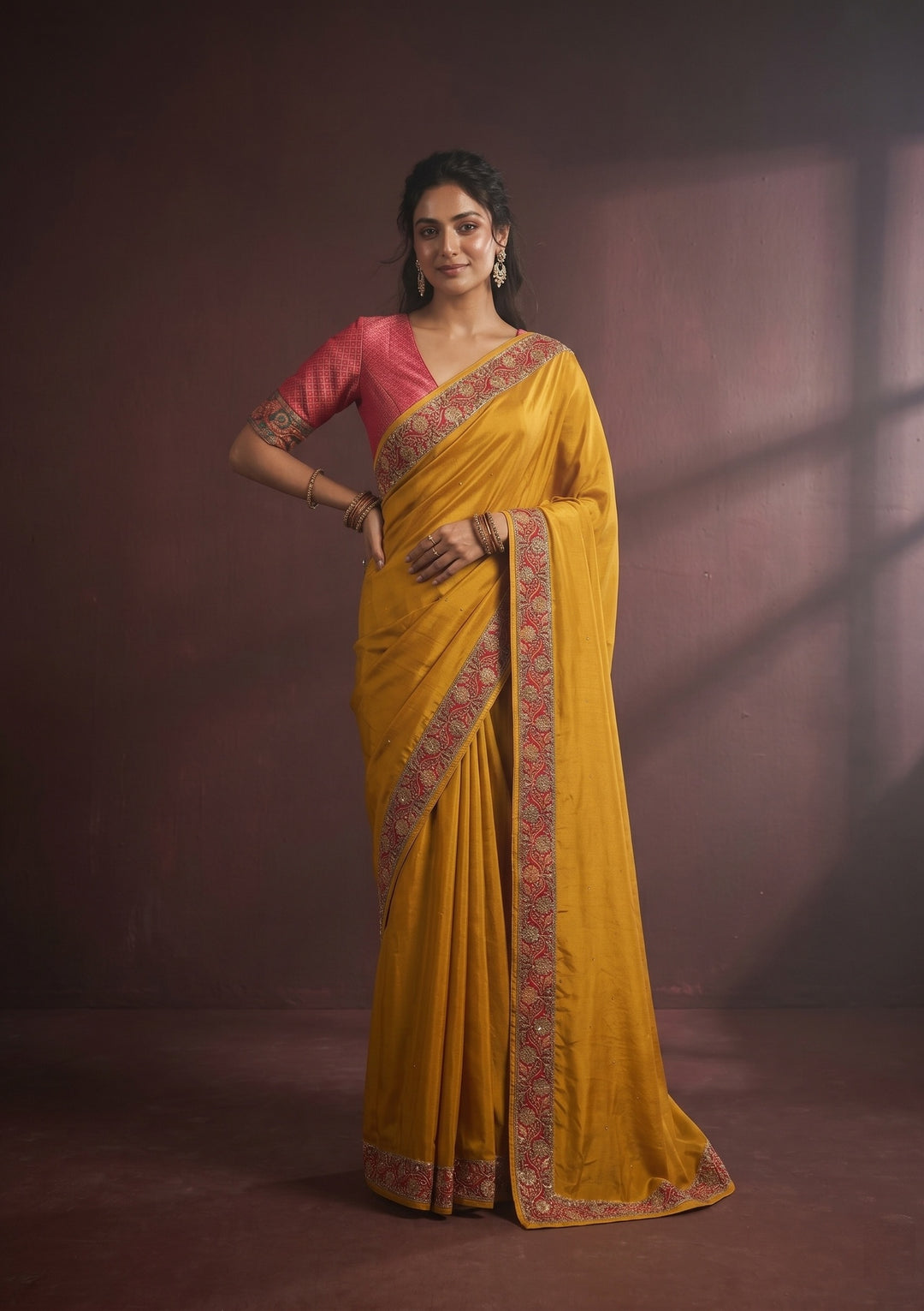Mustard Banarasi Art Silk Saree