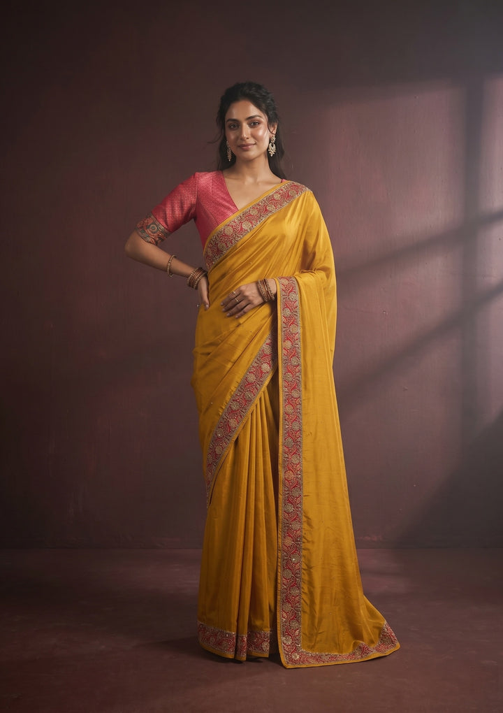 Mustard Banarasi Art Silk Saree