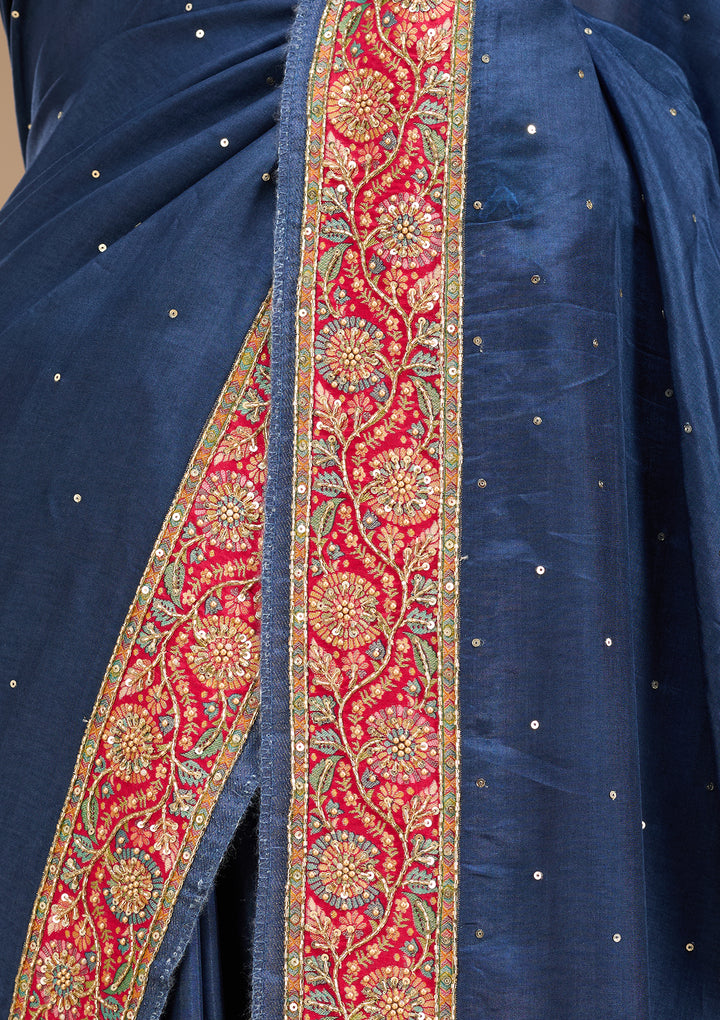 Peacock Blue Banarasi Art Silk Saree