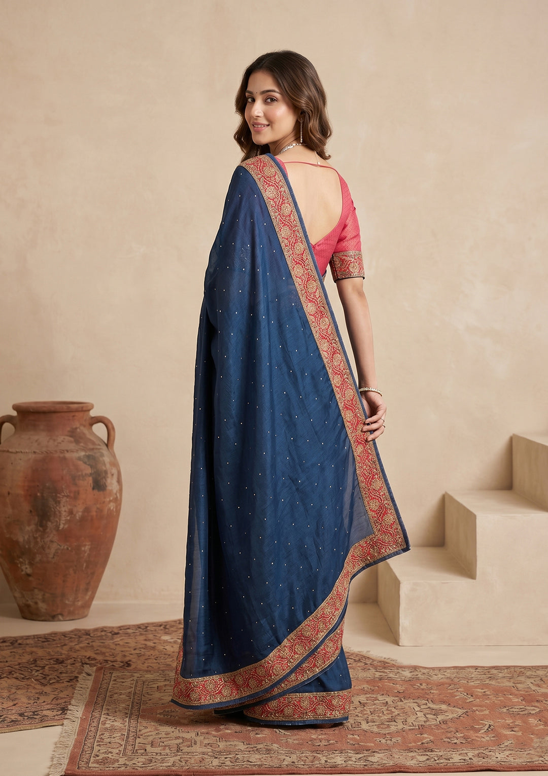 Peacock Blue Banarasi Art Silk Saree