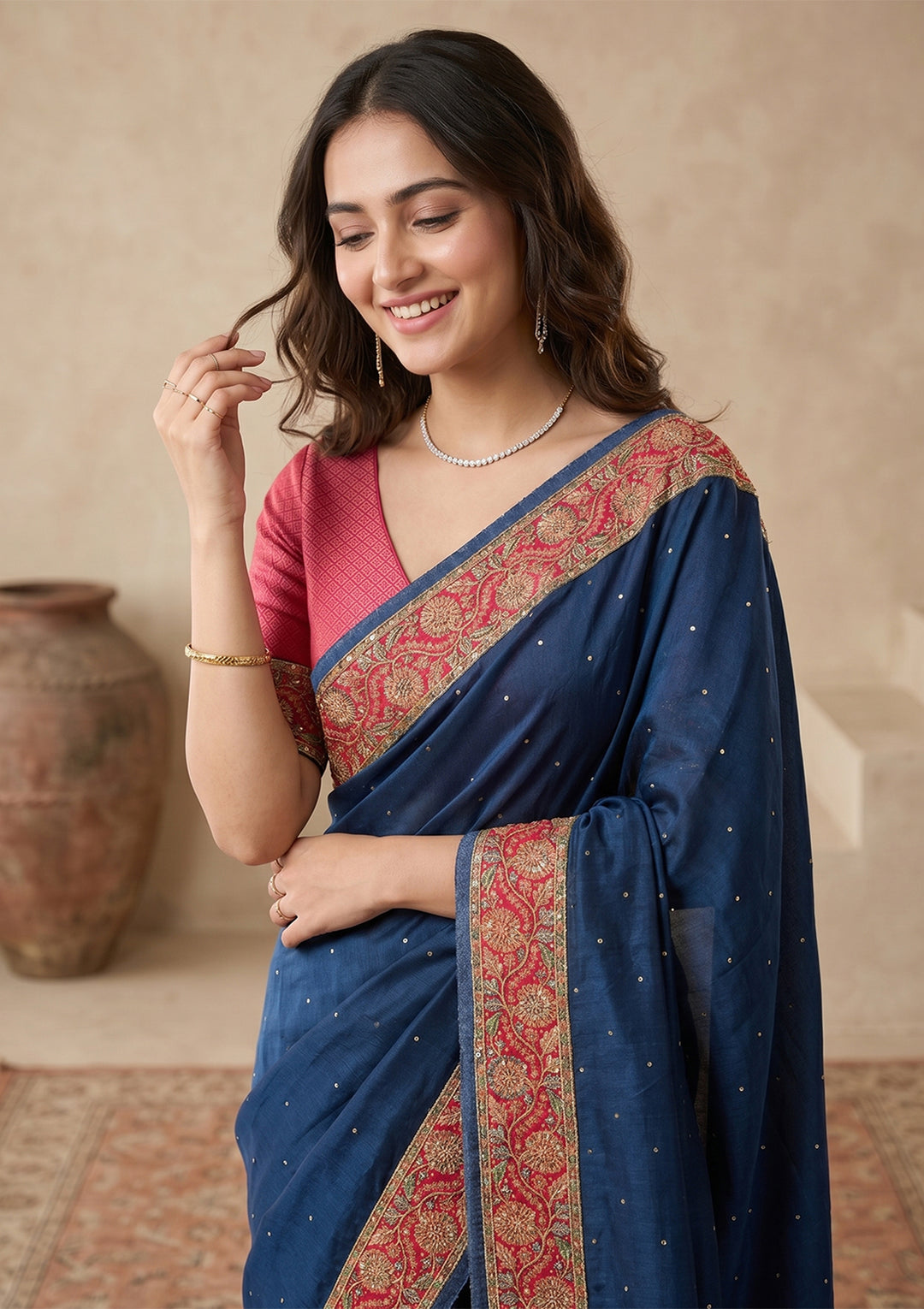 Peacock Blue Banarasi Art Silk Saree