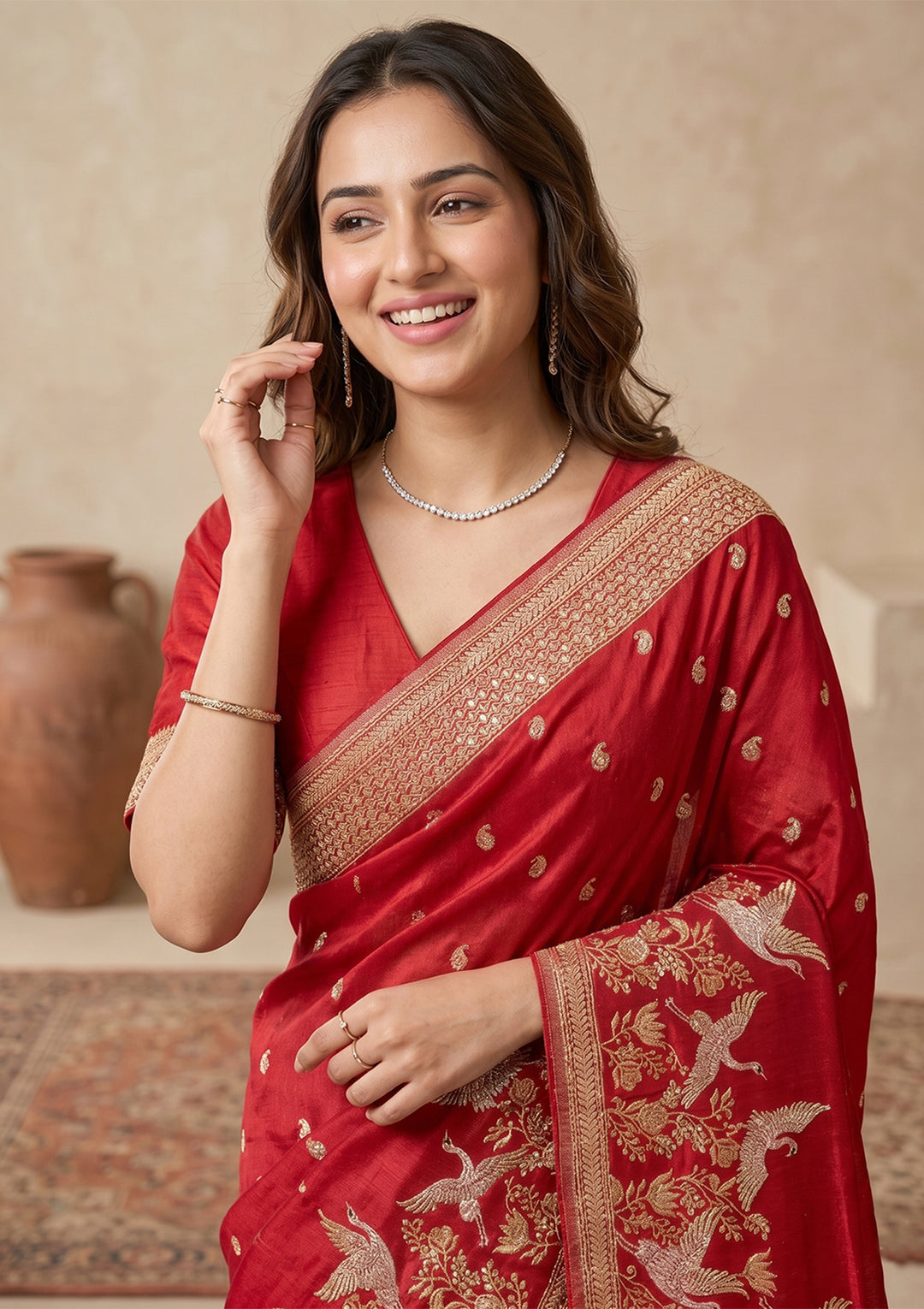Red Kanjivaram Art Silk Saree