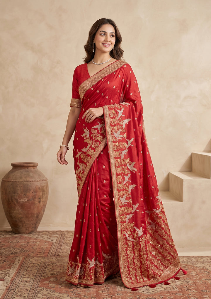 Red Kanjivaram Art Silk Saree