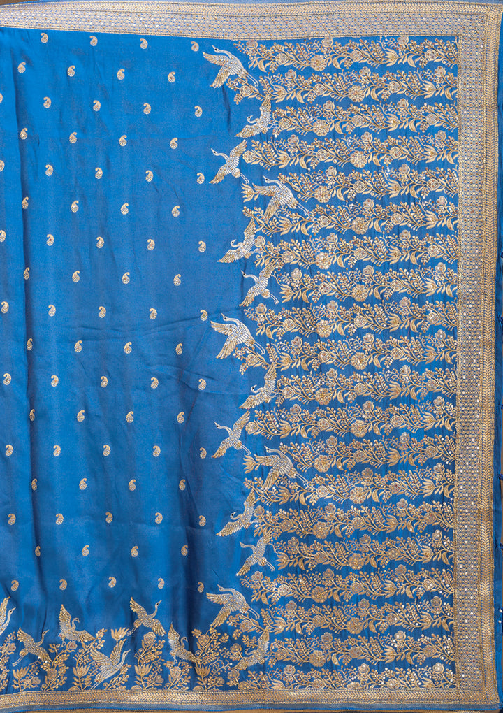 Turquoise Blue Kanjivaram Art Silk Saree