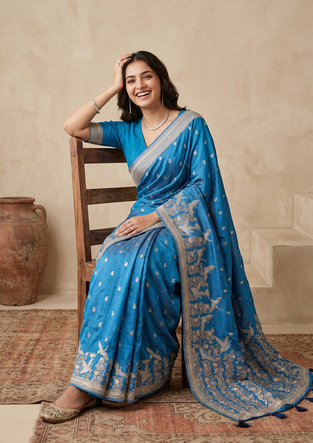 Turquoise Blue Kanjivaram Art Silk Saree