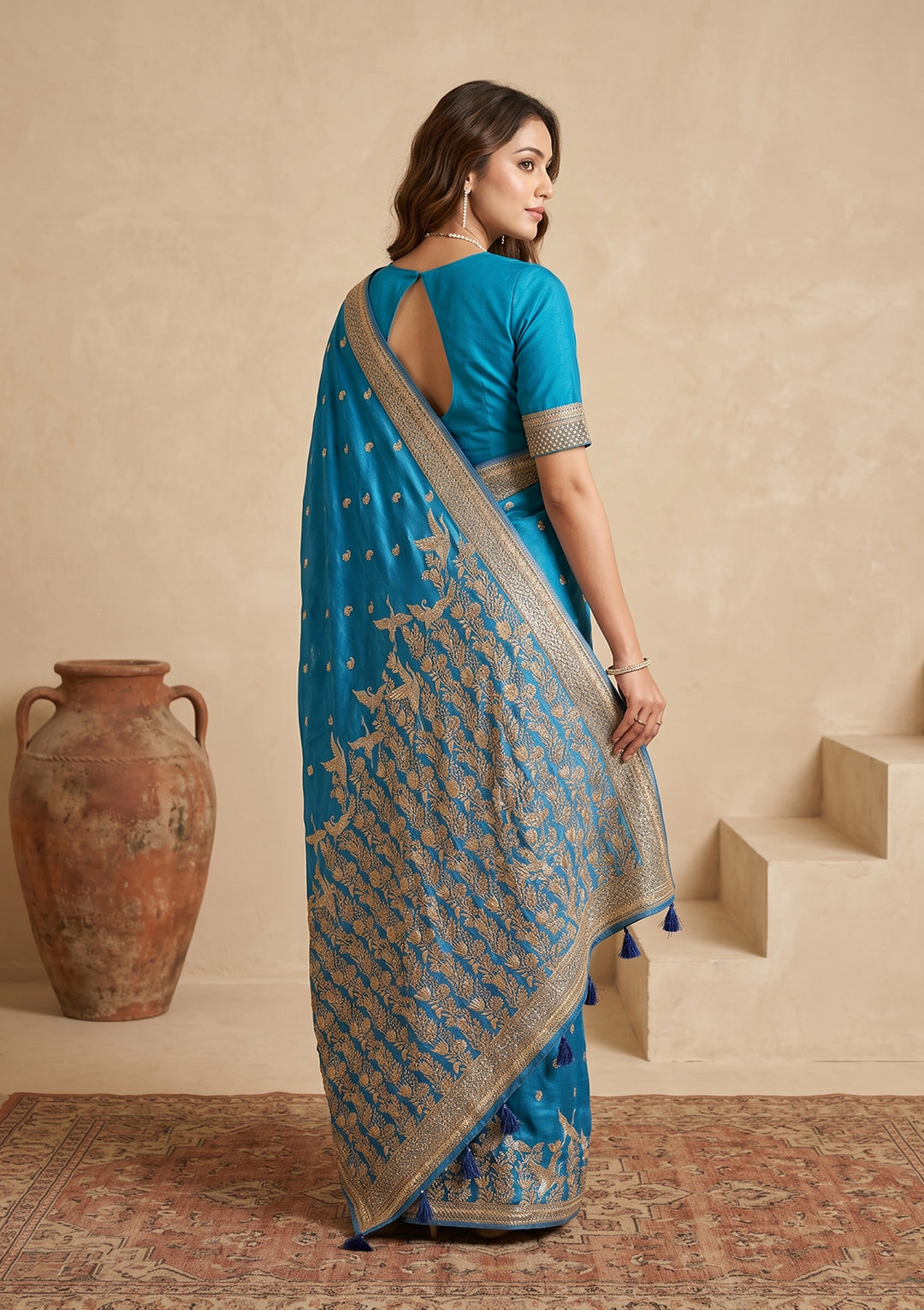 Turquoise Blue Kanjivaram Art Silk Saree