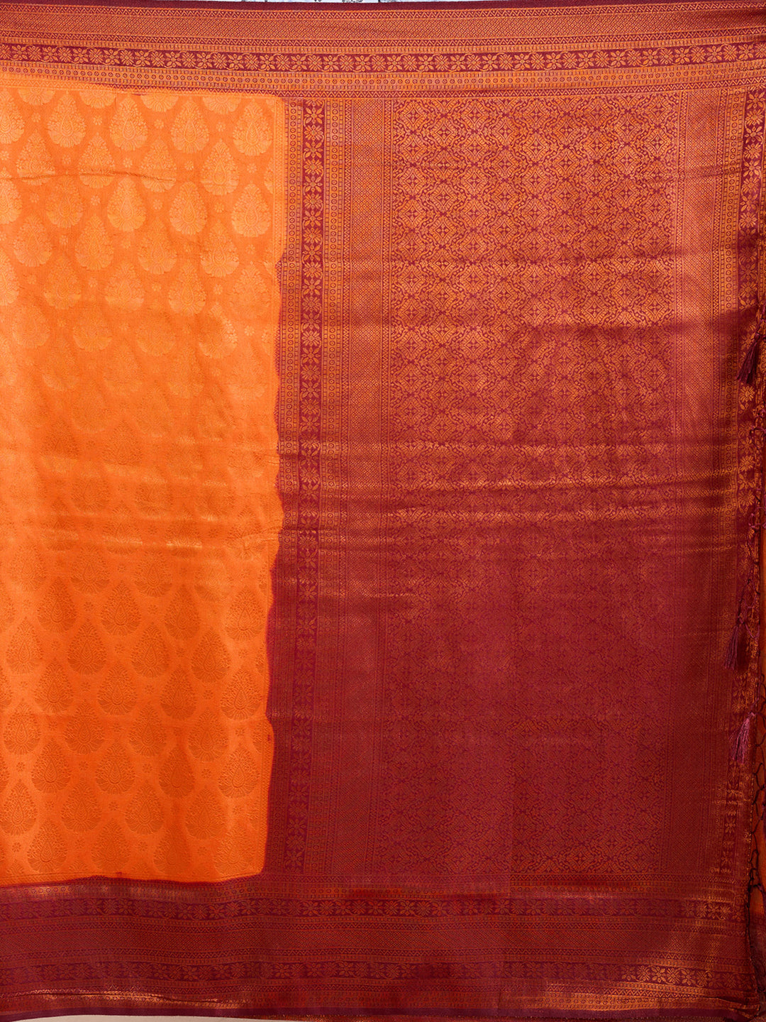 Orange Kanjivaram Soft Raw Silk Saree