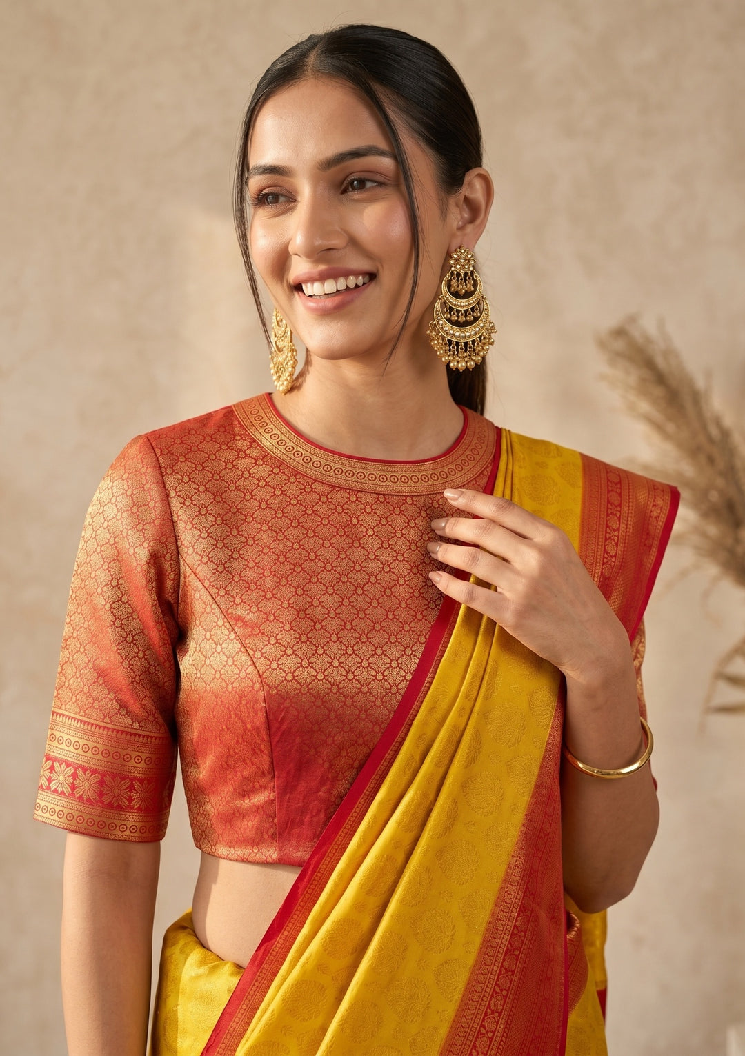 Yellow Kanjivaram Soft Raw Silk Saree