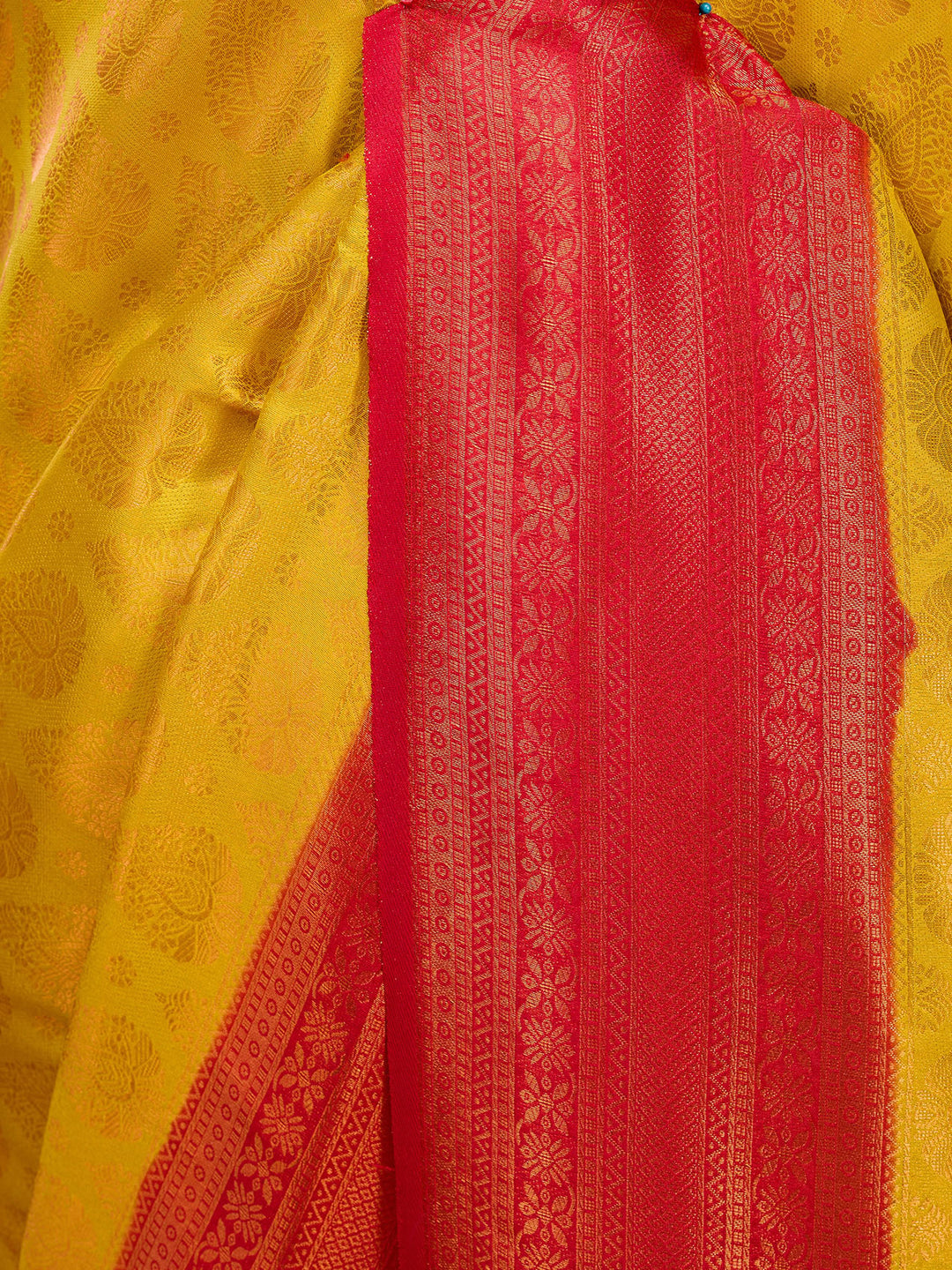 Yellow Kanjivaram Soft Raw Silk Saree
