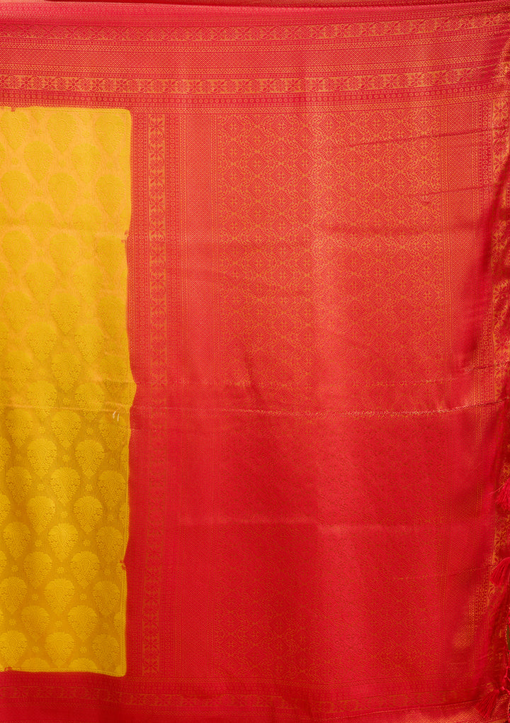 Yellow Kanjivaram Soft Raw Silk Saree