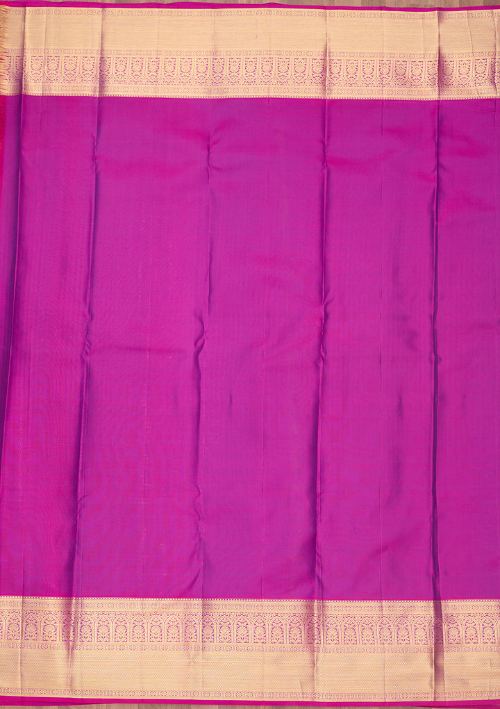 Peacock Blue Silk Jaal Saree With Matching Blouse Piece