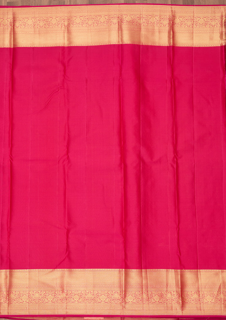 Rani Pink Silk Checks Saree With Matching Blouse Piece