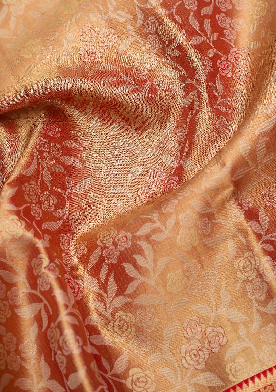 Peach Silk Jaal Saree With Matching Blouse Piece