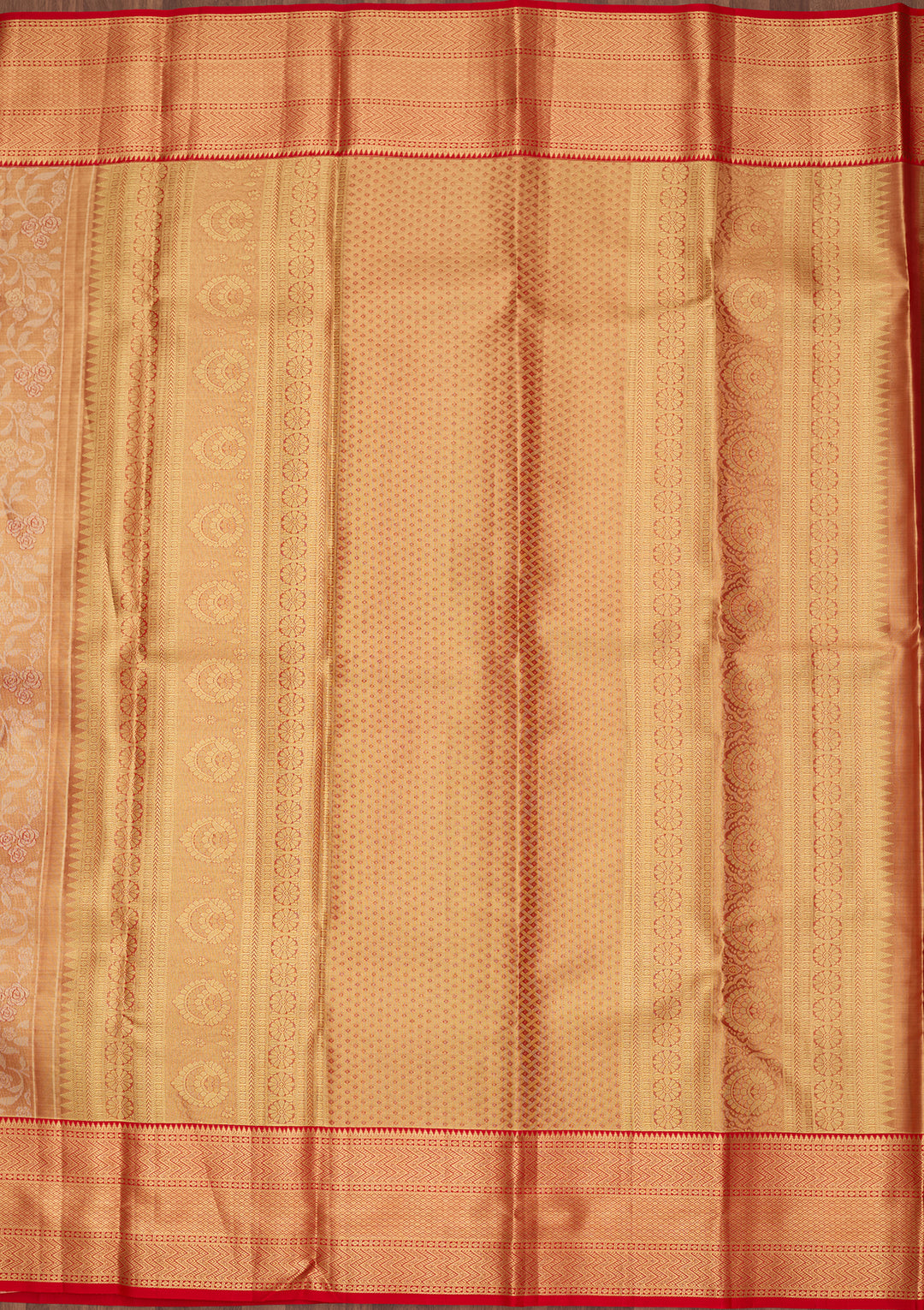 Peach Silk Jaal Saree With Matching Blouse Piece