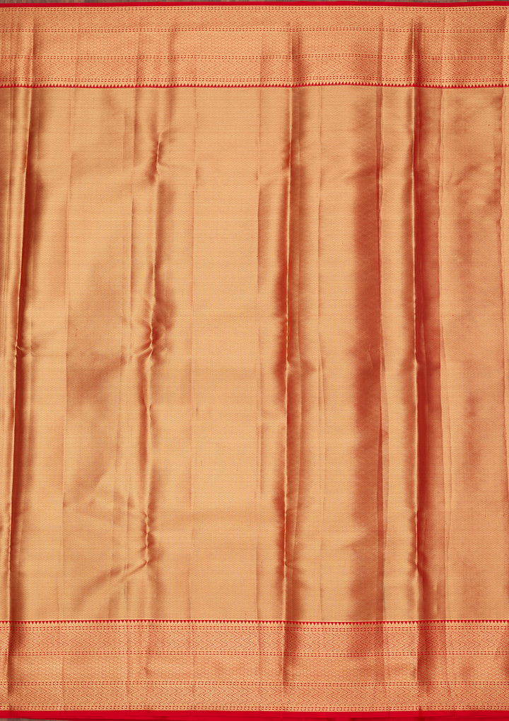 Peach Silk Jaal Saree With Matching Blouse Piece