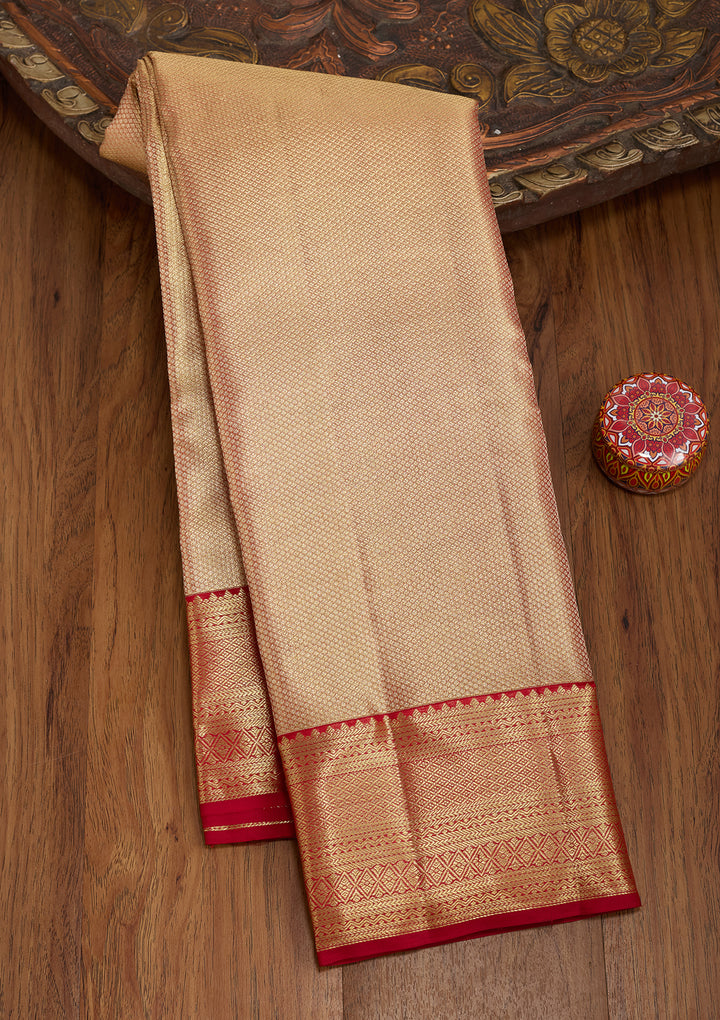 Peach Silk Plain Saree With Matching Blouse Piece