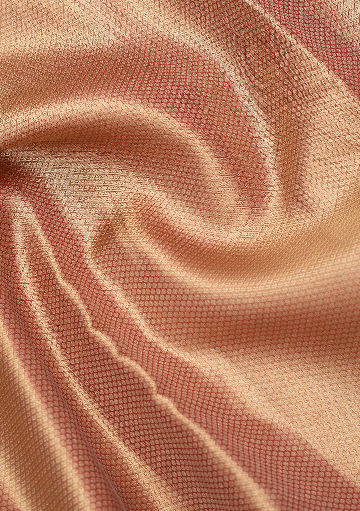 Peach Silk Plain Saree With Matching Blouse Piece