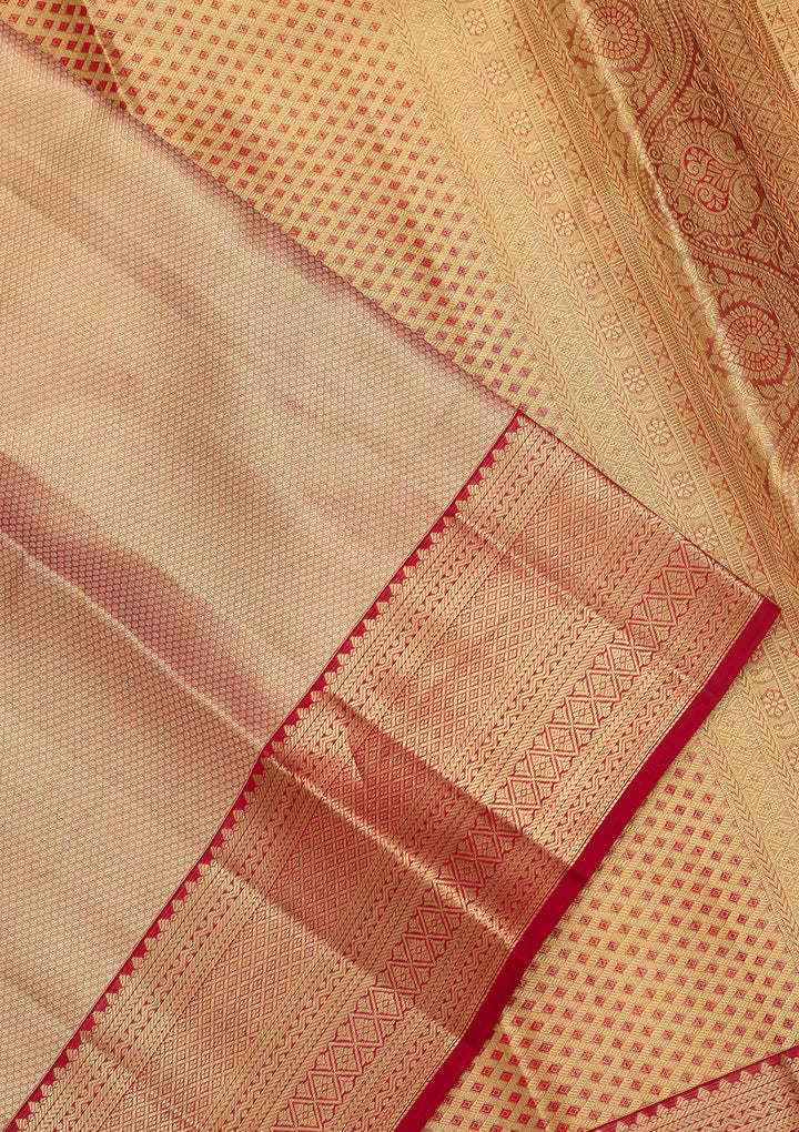 Peach Silk Plain Saree With Matching Blouse Piece