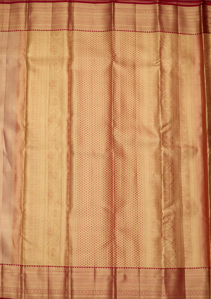 Peach Silk Plain Saree With Matching Blouse Piece