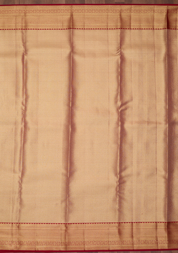 Peach Silk Plain Saree With Matching Blouse Piece
