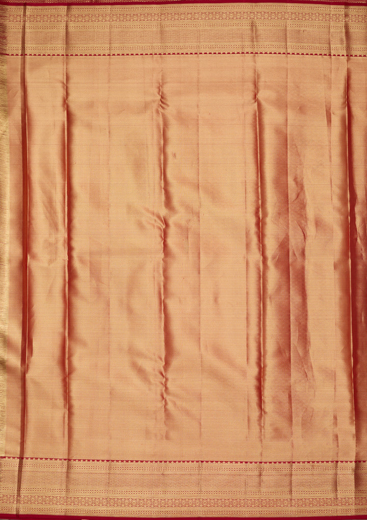 Peach Silk Plain Saree With Matching Blouse Piece