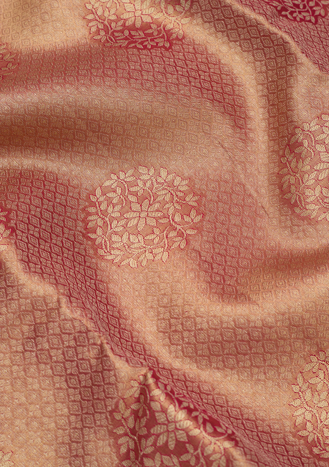 Peach Silk Jaal Saree With Matching Blouse Piece