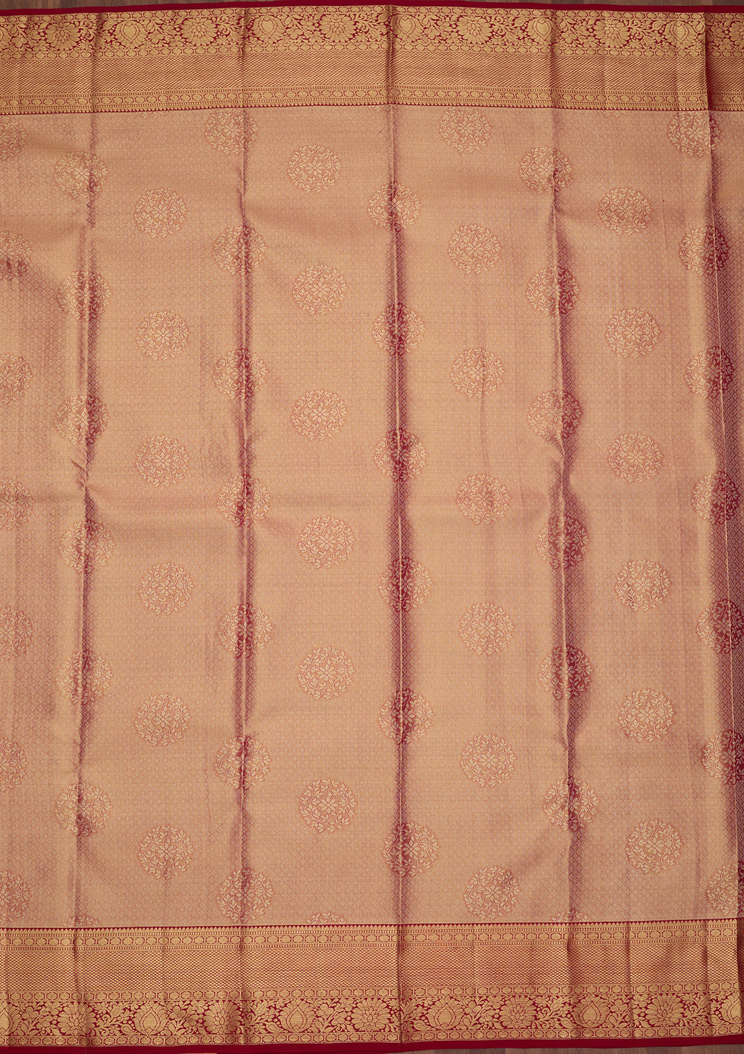 Peach Silk Jaal Saree With Matching Blouse Piece